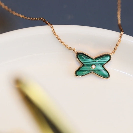 ¡®Glow Jewelry¡¯JEUX MALACHITE 1 DIAMOND PINK GOLD NECKLACE