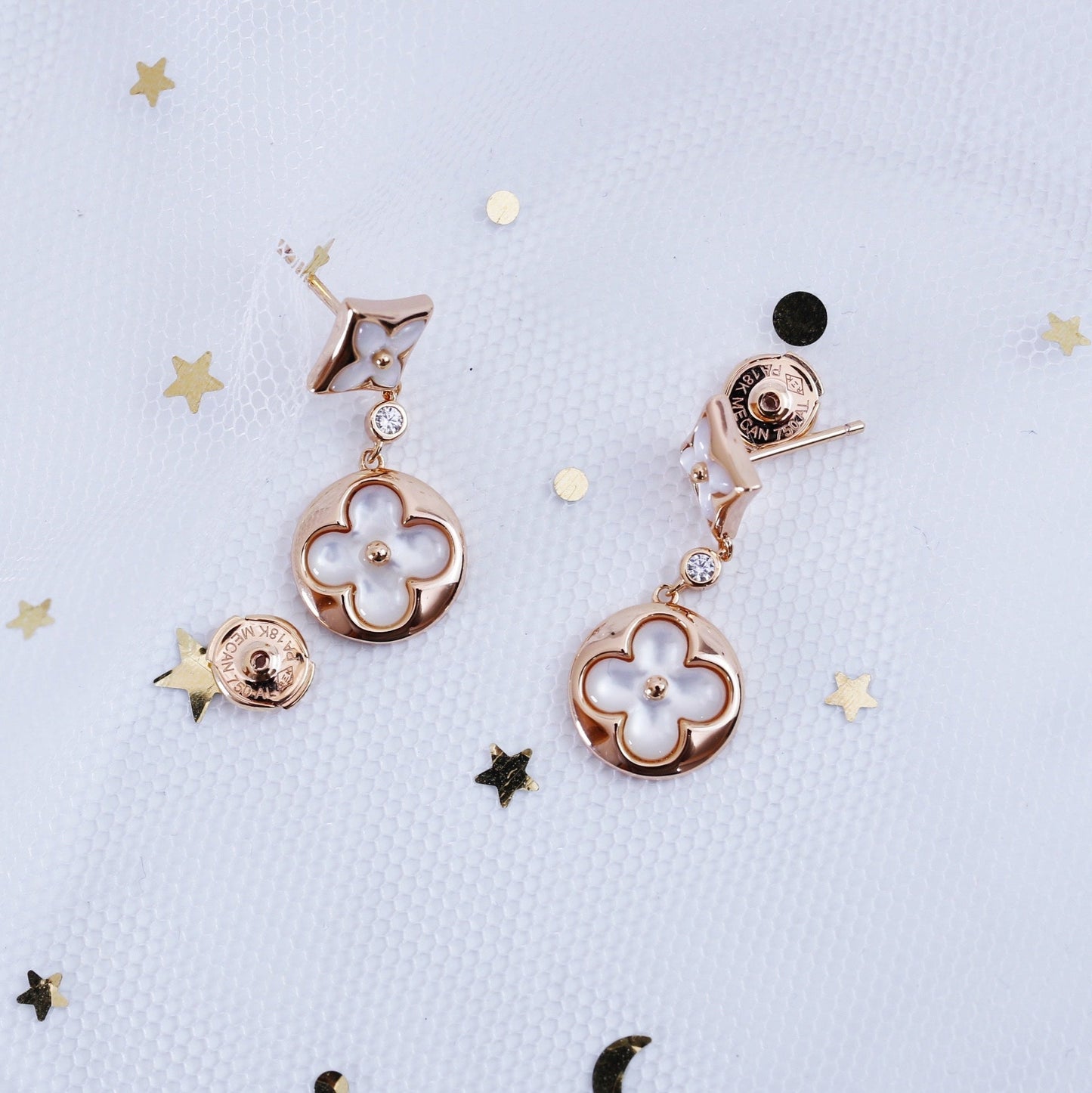 ¡®Glow Jewelry¡¯STAR AND SUN PINK GOLD MOP DROP EARRINGS