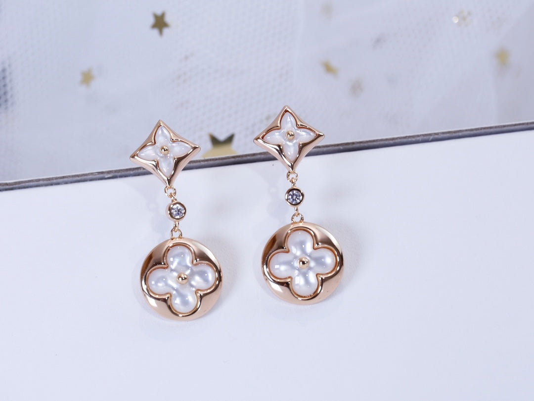 [Glow Jewelry]STAR AND SUN PINK GOLD MOP DROP EARRINGS