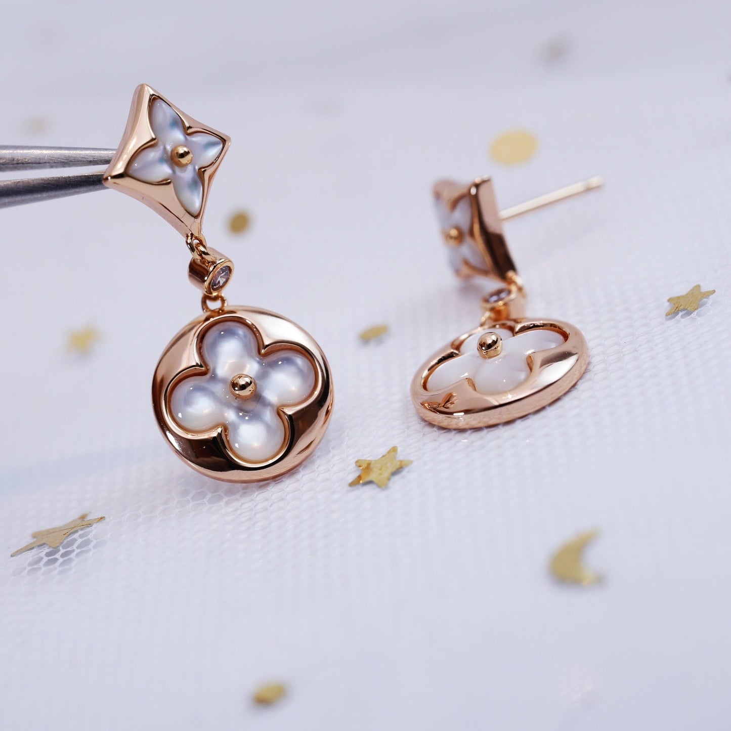 ¡®Glow Jewelry¡¯STAR AND SUN PINK GOLD MOP DROP EARRINGS
