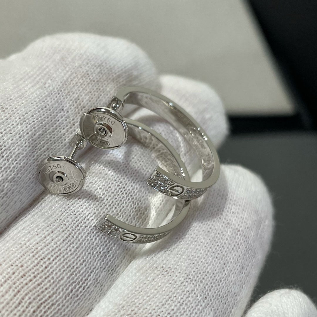 ¡®Glow Jewelry¡¯LOVE DIAMOND SILVER HOOP EARRINGS