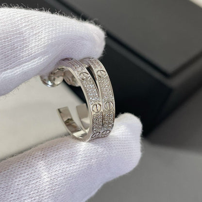 ¡®Glow Jewelry¡¯LOVE DIAMOND SILVER HOOP EARRINGS