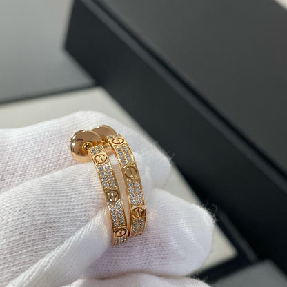 ¡®Glow Jewelry¡¯LOVE DIAMOND PINK GOLD HOOP EARRINGS