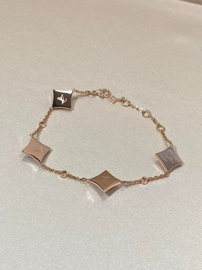 [Glow Jewelry]STAR 4 MOTIF MOP DIAMOND PINK GOLD BRACELET