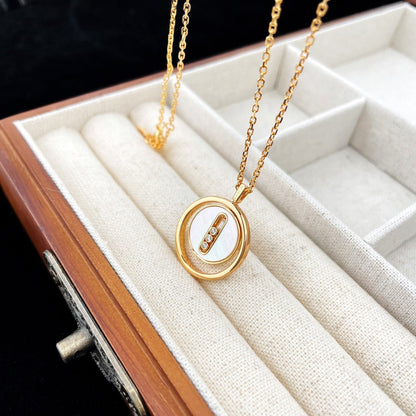 [Glow Jewelry]LUCKY MOVE MOP PINK GOLD NECKLACE