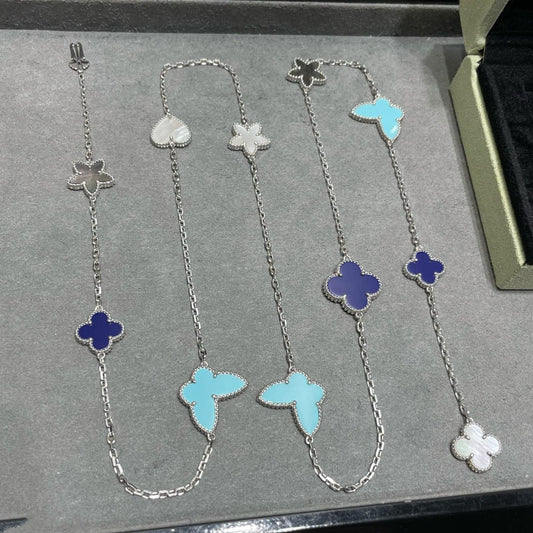 ¡®Glow Jewelry¡¯LUCKY CLOVER SILVER 11 MOTIF NECKLACE