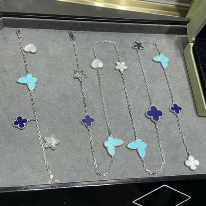 ¡®Glow Jewelry¡¯LUCKY CLOVER SILVER 11 MOTIF NECKLACE