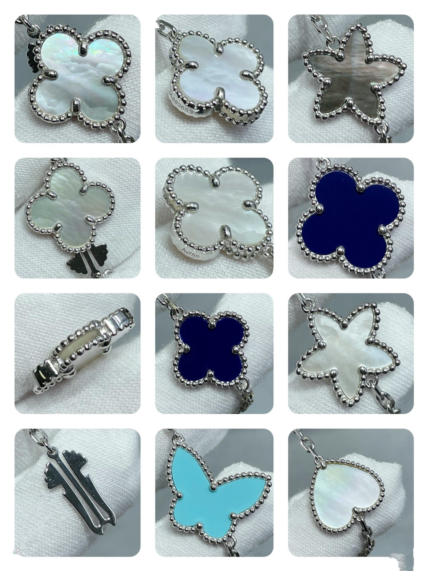 ¡®Glow Jewelry¡¯LUCKY CLOVER SILVER 11 MOTIF NECKLACE