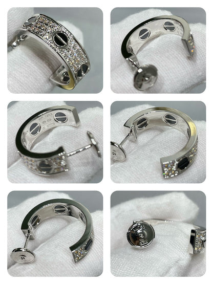 ¡®Glow Jewelry¡¯LOVE CERAMIC DIAMOND PAVED SILVER EARRINGS
