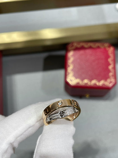 ¡®Glow Jewelry¡¯LOVE PINK GOLD SILVER DIAMOND DOUBLE RING