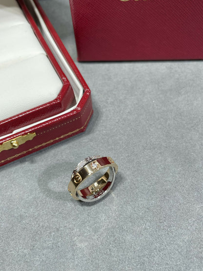 ¡®Glow Jewelry¡¯LOVE PINK GOLD SILVER DIAMOND DOUBLE RING