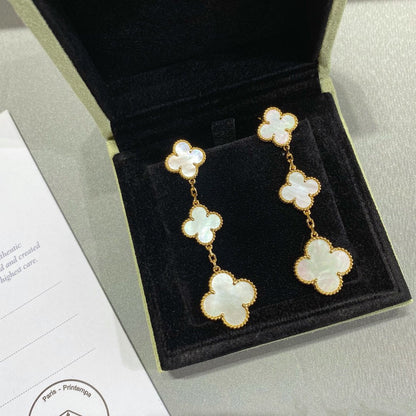 [Glow Jewelry]CLOVER MOP 3 MOTIFS GOLD EARRINGS