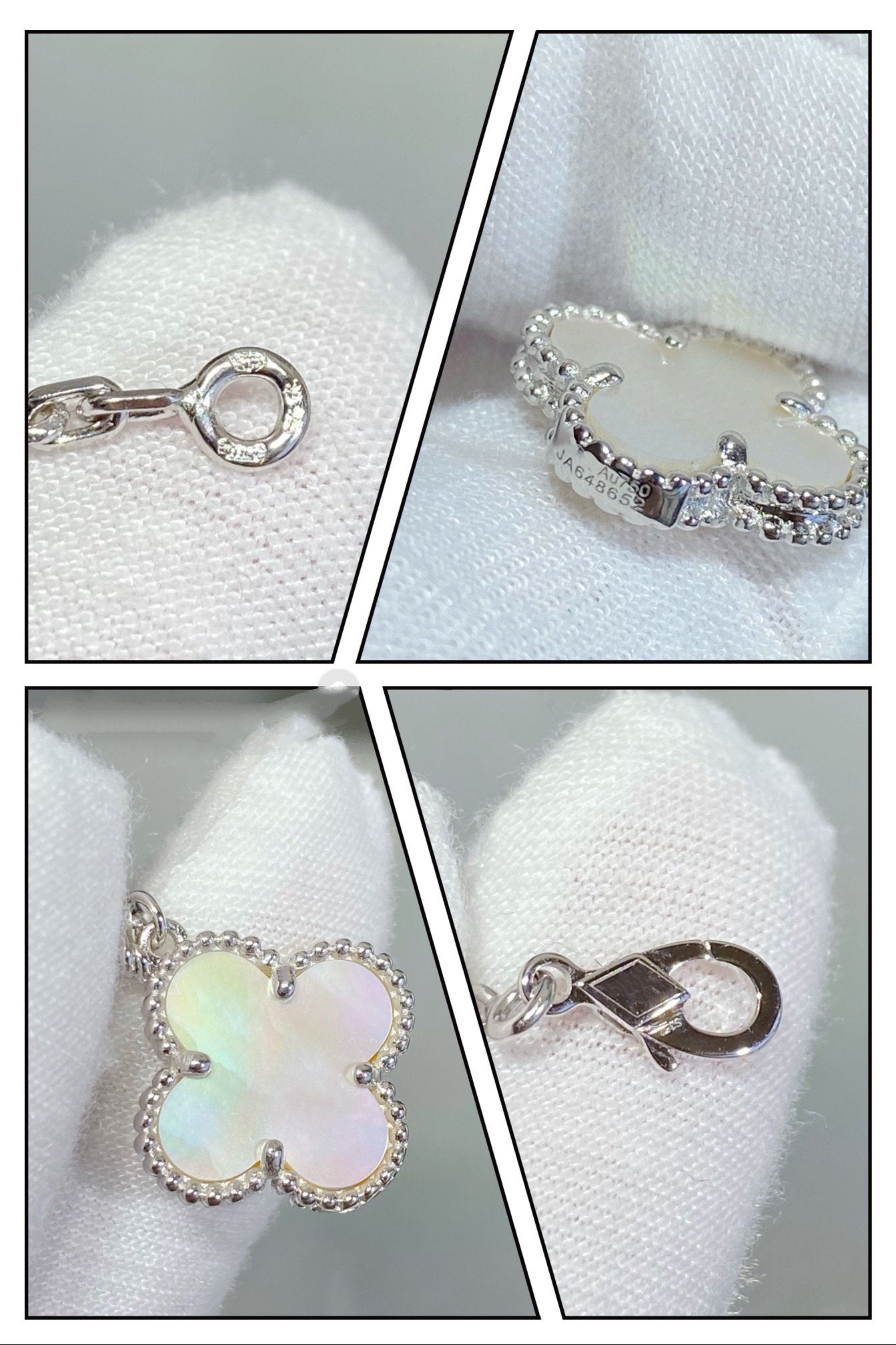 ¡®Glow Jewelry¡¯CLOVER 5 MOTIF WHITE MOP SILVER BRACELET
