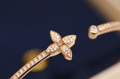 [Glow Jewelry]IDYLLE PINK GOLD OPEN BRACELET DIAMOND PAVED