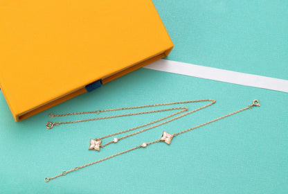 [Glow Jewelry]STAR PINK MOP 1 DIAMOND PINK GOLD NECKLACE