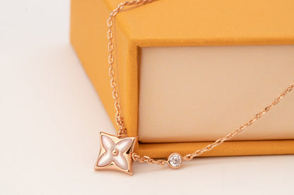 ¡®Glow Jewelry¡¯STAR PINK MOP 1 DIAMOND PINK GOLD NECKLACE