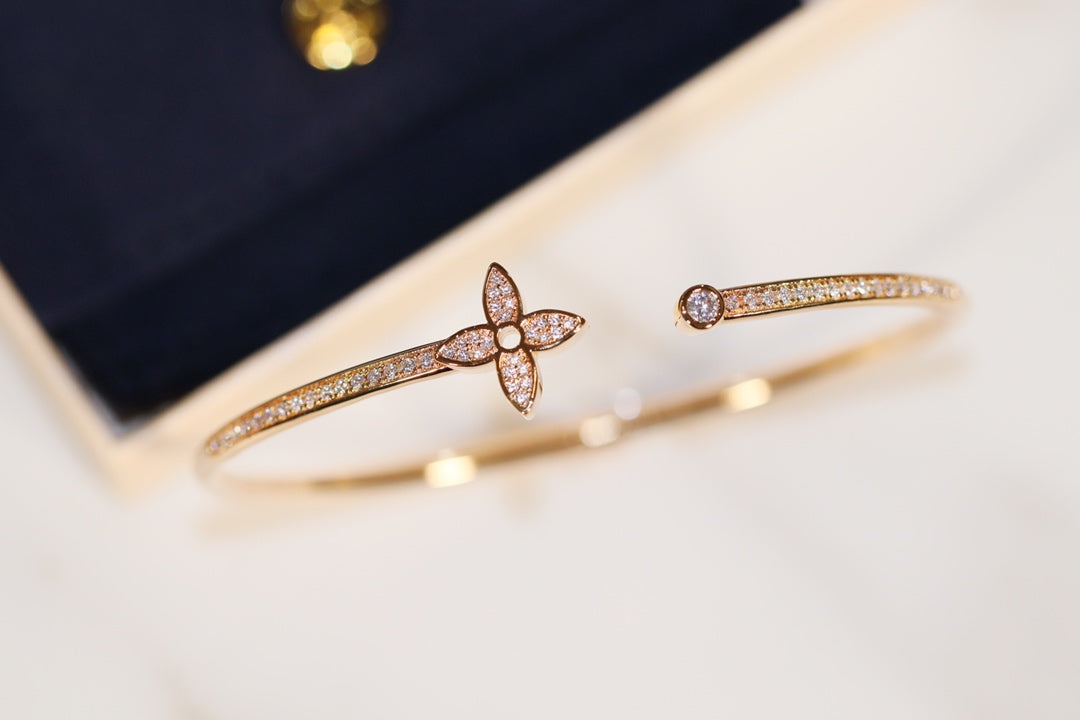 [Glow Jewelry]IDYLLE GOLD OPEN BRACELET DIAMOND PAVED
