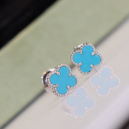 ¡®Glow Jewelry¡¯CLOVER MINI TURQUOISE SILVER STUD EARRINGS