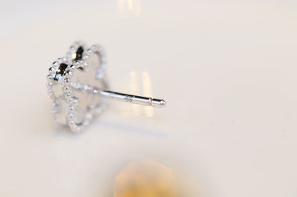 [Glow Jewelry]CLOVER MINI TURQUOISE SILVER STUD EARRINGS
