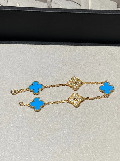 [Glow Jewelry]New CLOVER 5 MOTIF BLUE AGATE BRACELET COLLECTION
