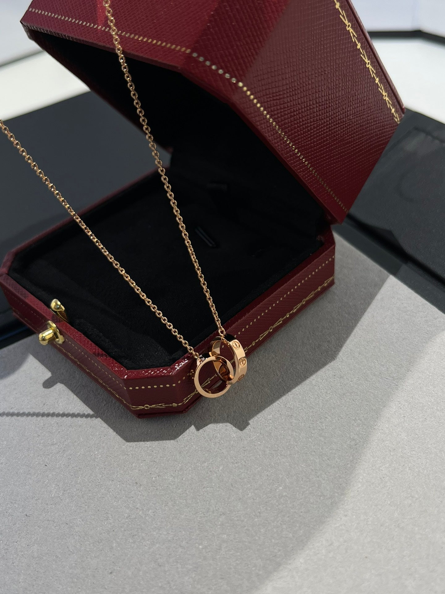 [Glow Jewelry]LOVE NECKLACE DOUBLE RING PINK GOLD