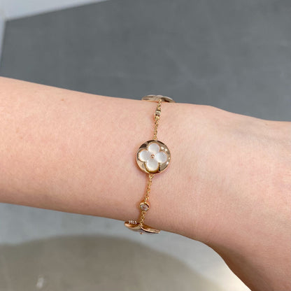 ¡®Glow Jewelry¡¯STAR AND SUN 4 MOTIF WHITE MOP PINK GOLD BRACELET