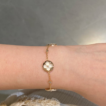 ¡®Glow Jewelry¡¯STAR AND SUN 4 MOTIF WHITE MOP PINK GOLD BRACELET