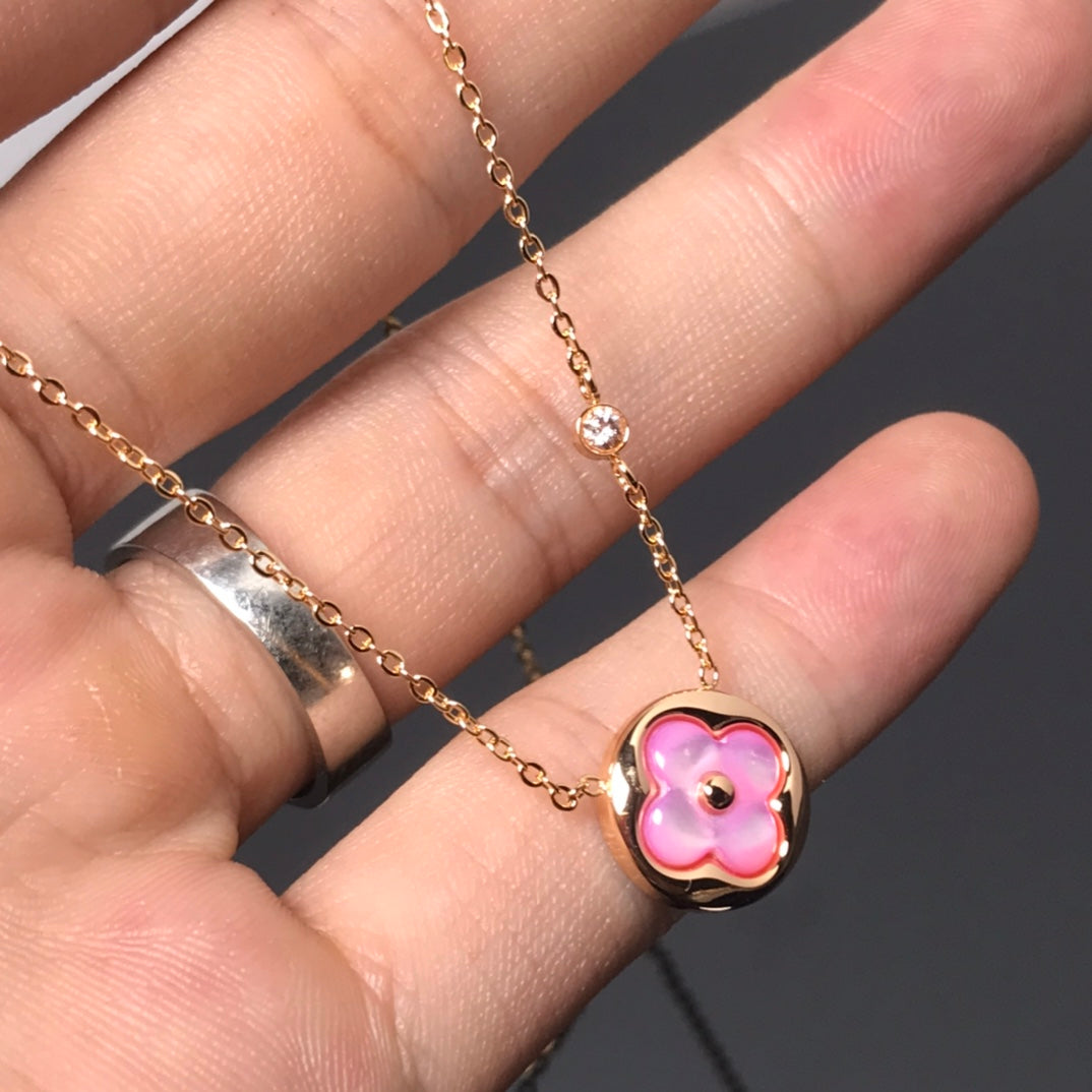 ¡®Glow Jewelry¡¯COLOR BLOSSOM PINK MOP SUN GOLD NECKLACE