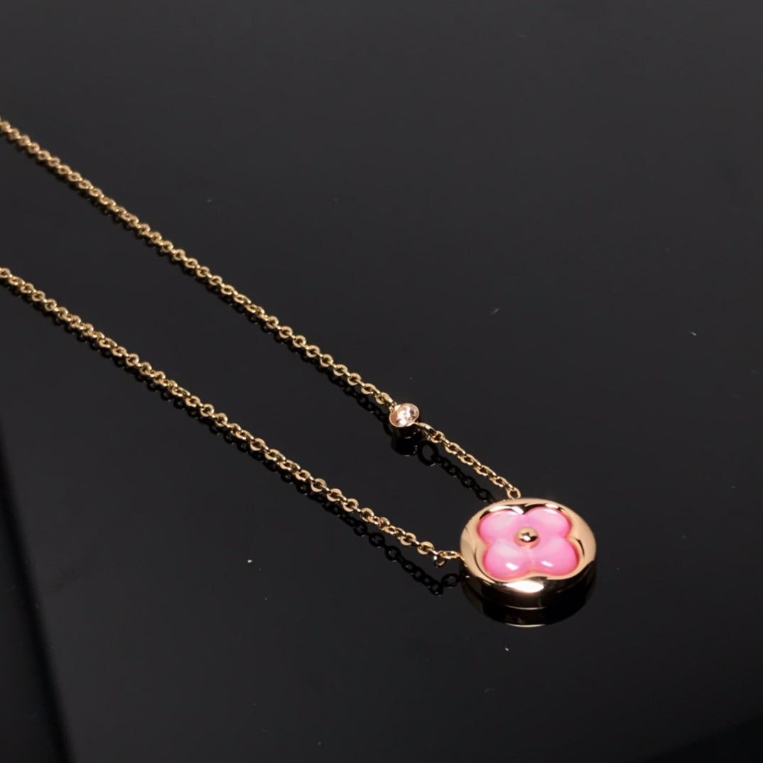 ¡®Glow Jewelry¡¯COLOR BLOSSOM PINK MOP SUN GOLD NECKLACE