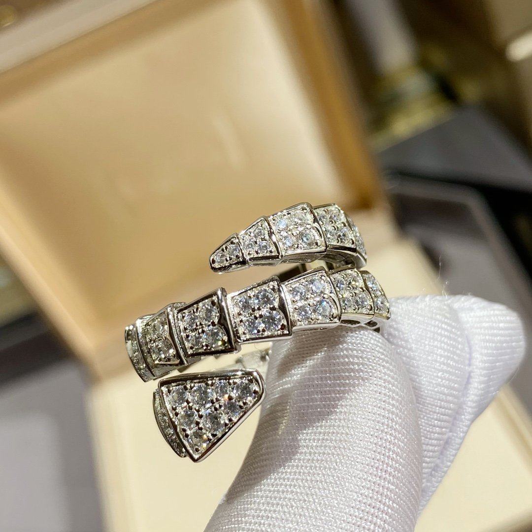 [Glow Jewelry]SERPENTI DOUBLE RING SILVER DIAMOND PAVED