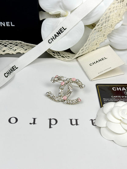 [Glow Jewelry]26C Pink-White Enamel Ice Cream Cone Double C Brooch