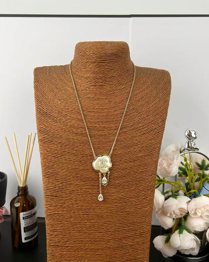 [Glow Jewelry]Cloud Pearl Mother-of-Pearl Diamond Chain Pendant Necklace