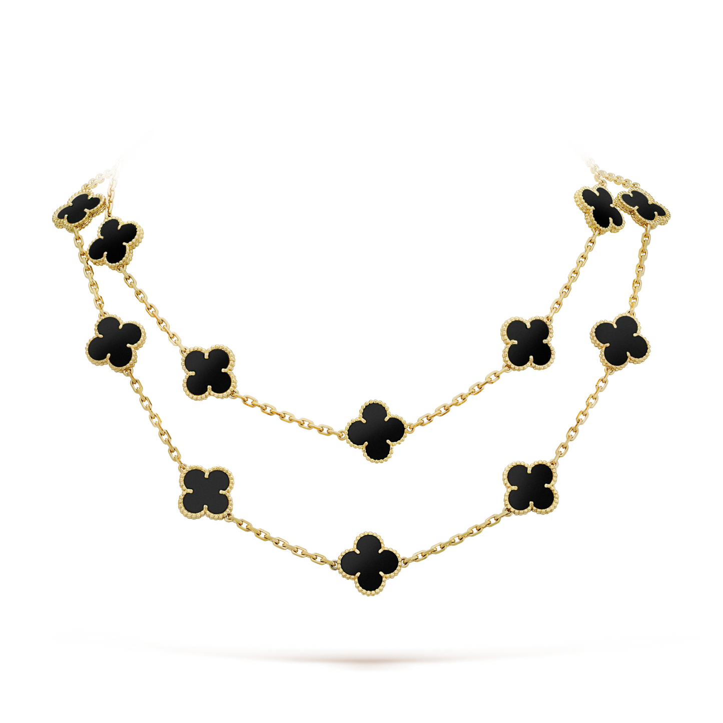 [Glow Jewelry]CLOVER 20 MOTIFS ONYX NECKLACE