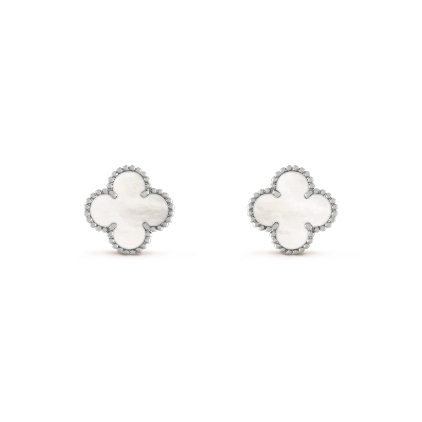 ¡®Glow Jewelry¡¯CLOVER MEDIUM 1 MOTIFS  WHITE MOP EARRINGS SILVER