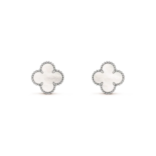 ¡®Glow Jewelry¡¯CLOVER MEDIUM 1 MOTIFS  WHITE MOP EARRINGS SILVER