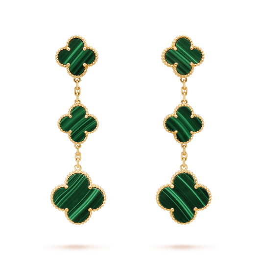 ¡®Glow Jewelry¡¯CLOVER MALACHITE 3 MOTIFS GOLD
