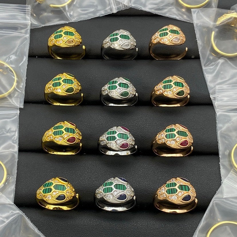 [Glow Jewelry]BRAND NEW ASSORTED SNAKE HEAD MALACHITE RINGS