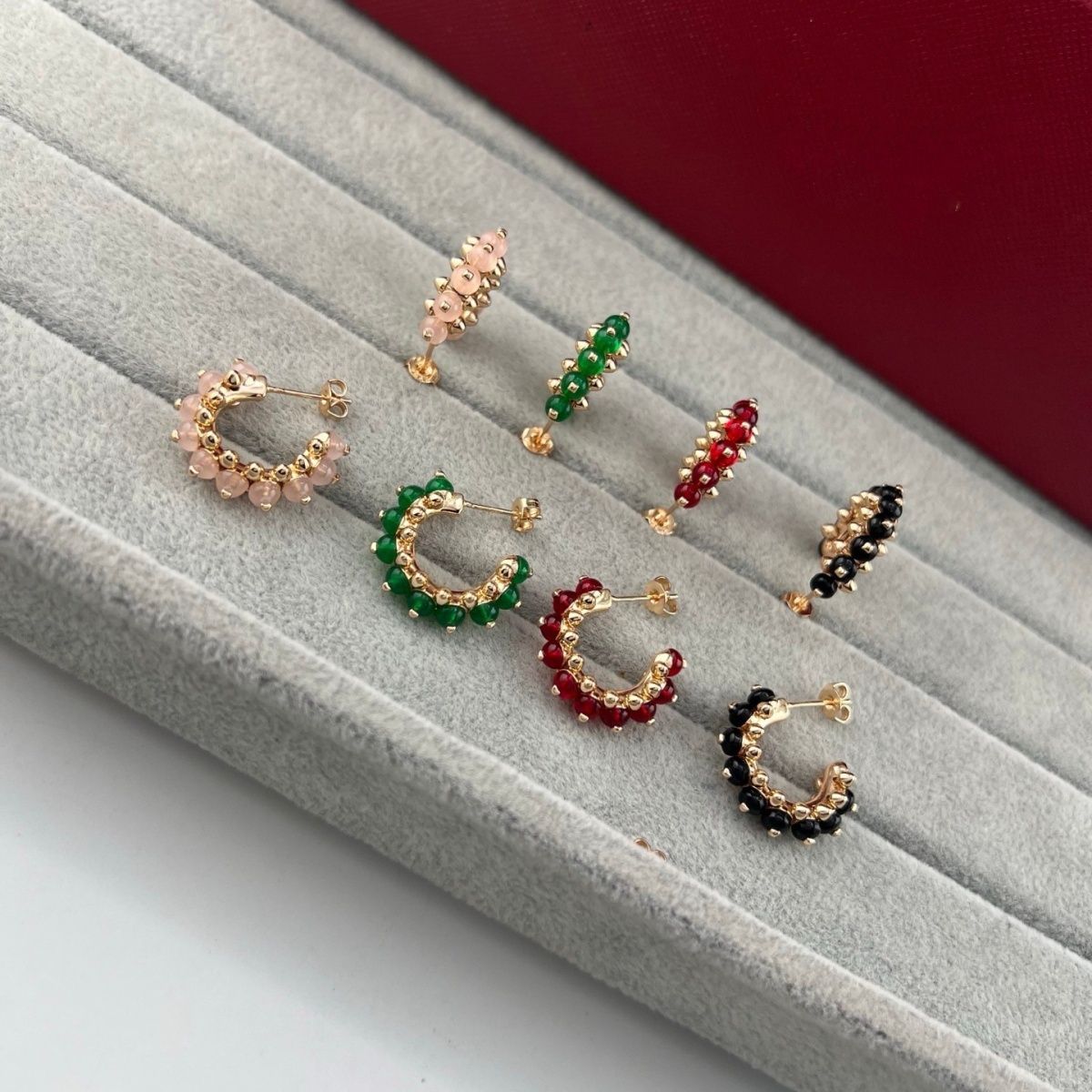 [Glow Jewelry]NEW COLORED GEMSTONE COLLECTION SMALL HOOP EARRINGS