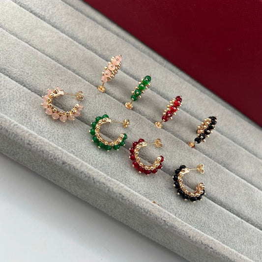 [Glow Jewelry]NEW COLORED GEMSTONE COLLECTION SMALL HOOP EARRINGS