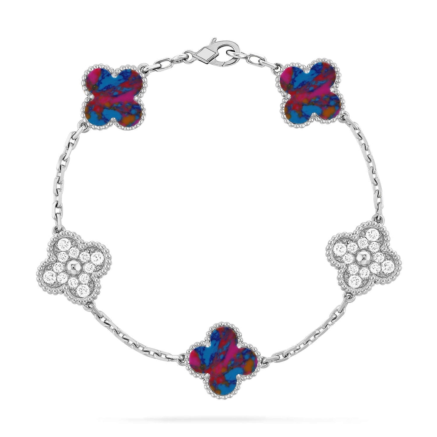 [Glow Jewelry]New CLOVER 5 MOTIF COLOR GEMSTONES BRACELET COLLECTION
