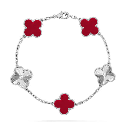 [Glow Jewelry]New  CLOVER 5 MOTIF RED CORNELIAN BRACELET COLLECTION