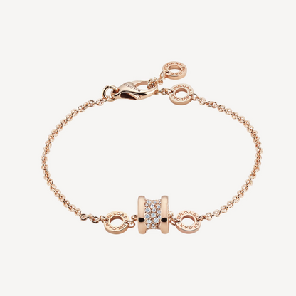 [Glow Jewelry]ZERO 1 SOFT PINK GOLD WITH PAVED DIAMONDS ON THE SPIRAL BRACELET