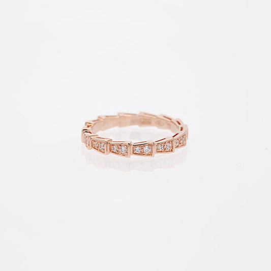 [Glow Jewelry]SERPENTI RING PINK GOLD DIAMOND PAVED 3MM