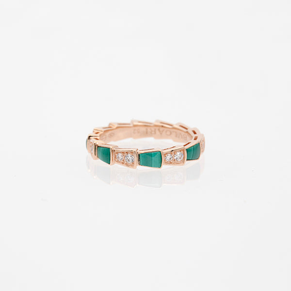 [Glow Jewelry]SERPENTI RING PINK GOLD MALACHITE DIAMOND 3MM