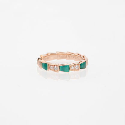 [Glow Jewelry]SERPENTI RING PINK GOLD MALACHITE DIAMOND 3MM