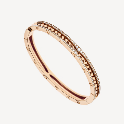 [Glow Jewelry]ZERO 1 SPIRAL AND PAVED DIAMOND PINK GOLD BRACELET