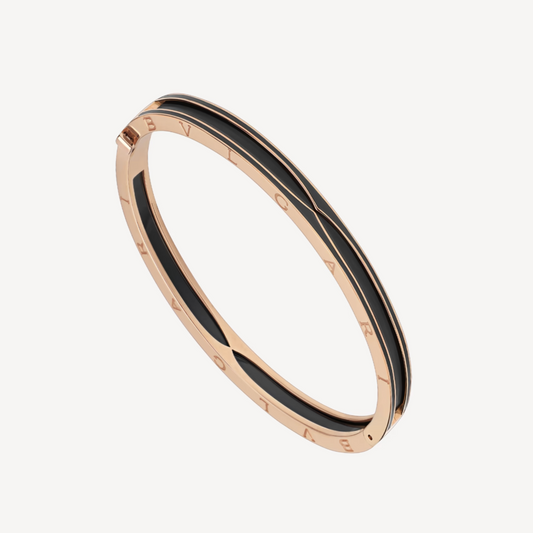 [Glow Jewelry]ZERO 1 PINK GOLD WITH MATTE BLACK CERAMIC BRACELET
