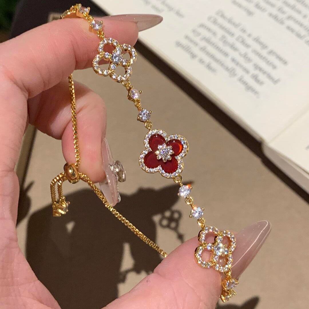 ¡®Glow Jewelry¡¯CLOVER 5 MOTIF PINK BLUE RED WHITE BRACELET