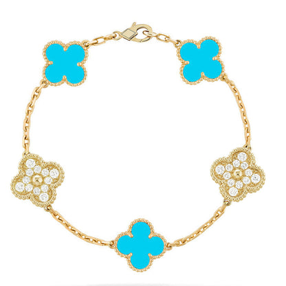 [Glow Jewelry]New  CLOVER 5 MOTIF TURQUOISE BRACELET COLLECTION