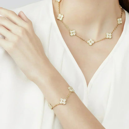 [Glow Jewelry] New  CLOVER 5 MOTIF FULL DIAMOND BRACELET COLLECTION